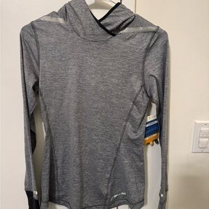 Brooks Heather Gray Hooded Performance Top size XS